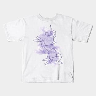 Watercolor Origami Unicorn Purple Kids T-Shirt